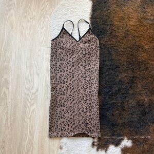Leopard-Print Slip Dress in Brown and Black Size M/L
